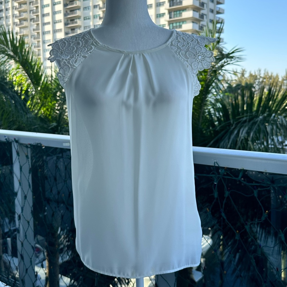 Zara Cream Pleated Embellished Blouse